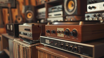Fototapeta premium Vintage Vinyl Vibes: High-End Audio Equipment for Analog Music Enthusiasts