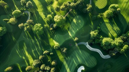 Aerial Elegance: Stunning View of a Pristine Luxury Golf Course