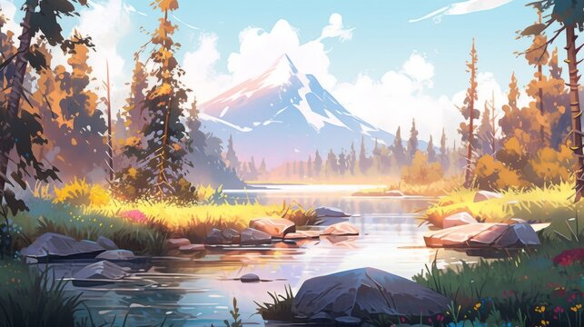 beutiful nature landscape mountain view background illustration