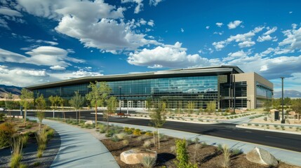 Development of a high-tech defense facility, featuring advanced security systems and military technology, showcasing robust design in a secure location, emphasizing safety a