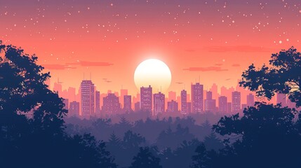 beutiful landscape city vector illustration