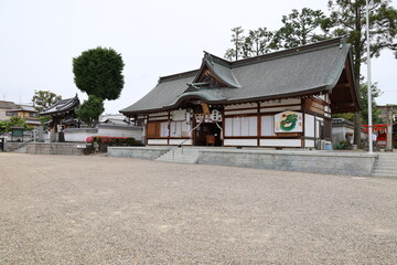 The scene of a temple and a shrine close to each other in  Katano City in Osaka Prefecture in Japan