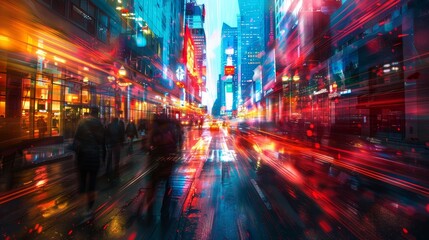 Obraz premium Generate an image capturing the bustling energy of downtown