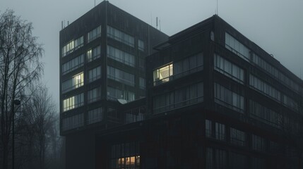 Fototapeta premium modern minimal skyscraper architecture design with monochromatic color