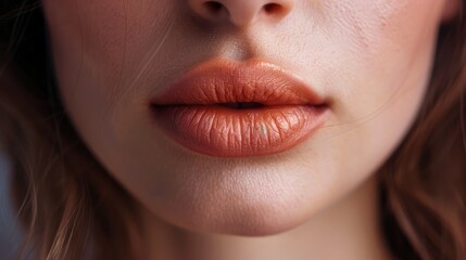 Close-up of a woman's mouth with a hushed expression, suggesting secrecy or confidentiality
