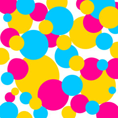 Blue, pink, and yellow circles