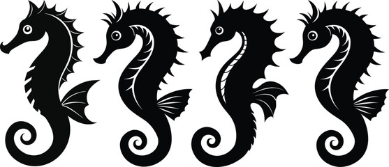 Seahorse vector silhouette an white background 