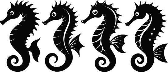 Seahorse vector silhouette an white background 