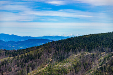 View of the Tatra Mountains from the window in the shelter on Stożek Wielki