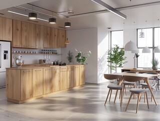 Office break room with modern kitchen and seating