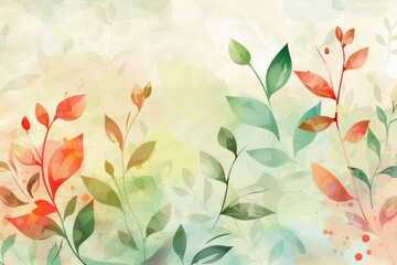Botanical Vector Illustration Spring Floral Watercolor Background with Leaf Design