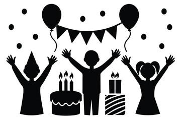 Happy birthday celebration vector silhouette 