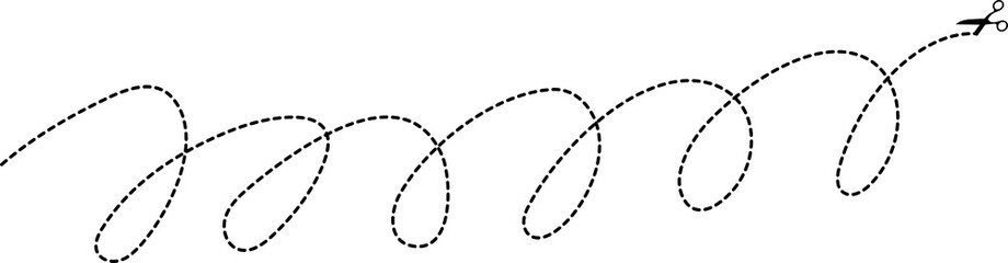 Scissors with cut line mark and symbol for cropping