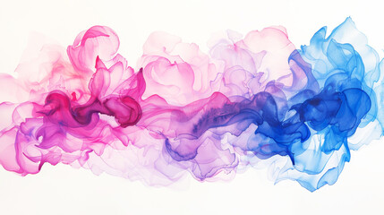 Colorful abstract smoke art with pink, purple, and blue hues blending seamlessly on a white background.