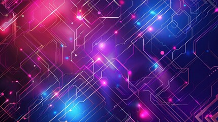 Obraz premium Futuristic shine glow background with neon lights and geometric shapes, giving a modern and tech-inspired feel