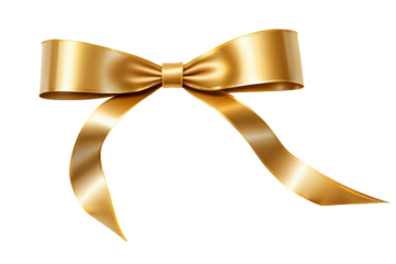golden ribbon bows on a transparent background