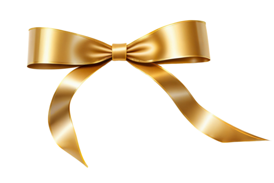 golden ribbon bows on a transparent background