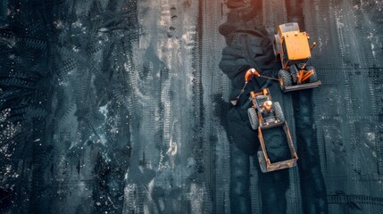 asphalt pavement workers working on an asphalt road, generative ai