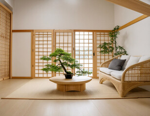 modern living room with plant