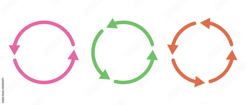 Poster loading circle arrow icon. circular arrow vector. different colour circular arrows collection on whi