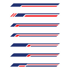 Collection of racing style geometric striped car wrap decals