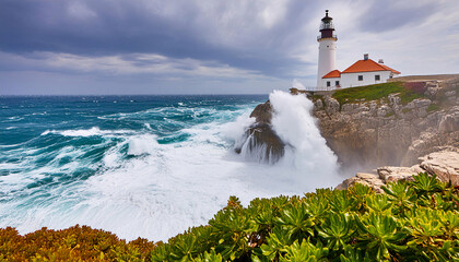 lighthouse on the coast of island country