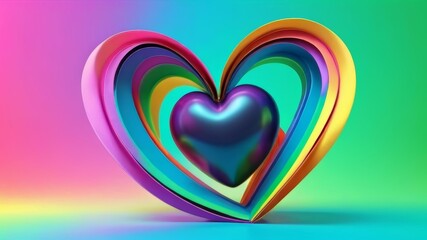 a heart shaped object with a multicolored background.