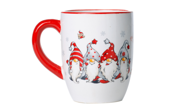 Christmas cup mug on white background isolation