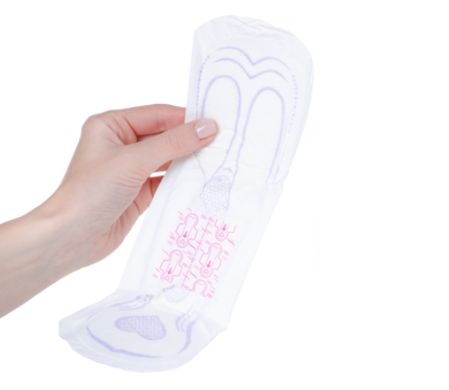 Urological pad diaper in hand on white background isolation - Powered by Adobe