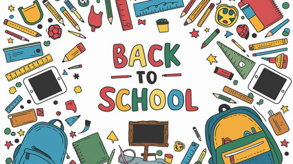 school stationery, back to school background. back to school pattern. AI generated