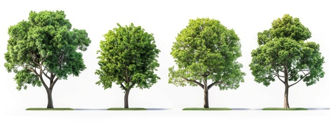 Fototapeta premium Set of 3d renders of jungle rain forest trees cutouts