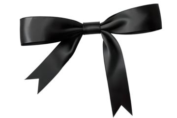 black ribbon bows on a transparent background