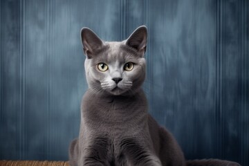 Portrait of a cute korat cat on scandinavian-style interior background