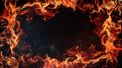 fire frame border background for banner with copy space