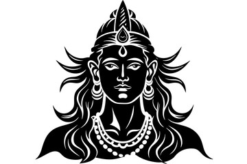 Lord Shiva face silhouette vector illustration