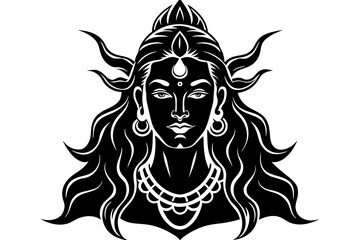 Lord Shiva face silhouette vector illustration