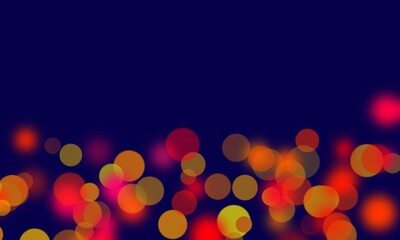 Abstract blurred bokeh light on dark blue background. 