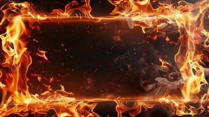 fire frame border background for banner with copy space
