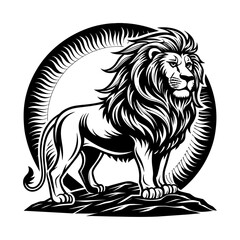 silhouette lion on a white background