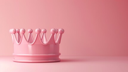 Pink crown floating on pastel pink background, minimalist design
