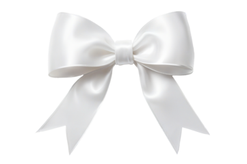 white ribbon bows on a transparent background
