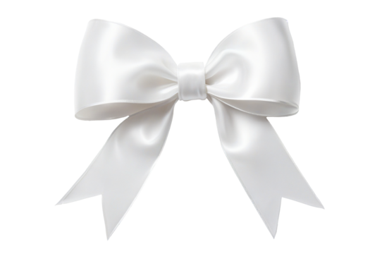 white ribbon bows on a transparent background