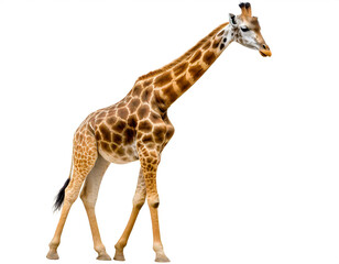 Obraz premium Giraffe auf vier beinen isoliert auf weißen Hintergrund, Freisteller