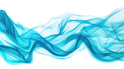 Bright cyan wave abstract background, crisp and invigorating, isolated on white