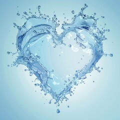 Realistic illustration of crystal clear water forming a heart shape for world water day.