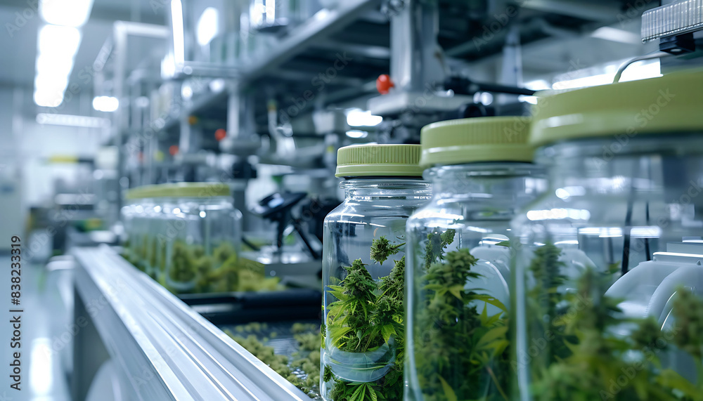 Poster modern lab extracting cannabinoids from cannabis