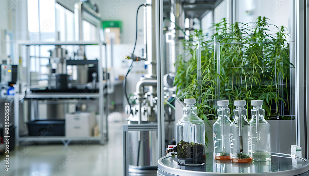 Poster modern lab extracting cannabinoids from cannabis