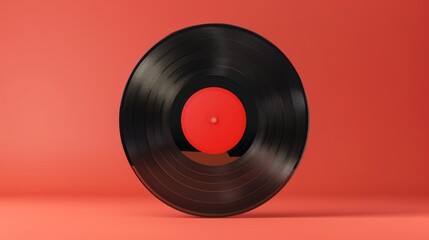 Fototapeta premium Vinyl Record on Red Background