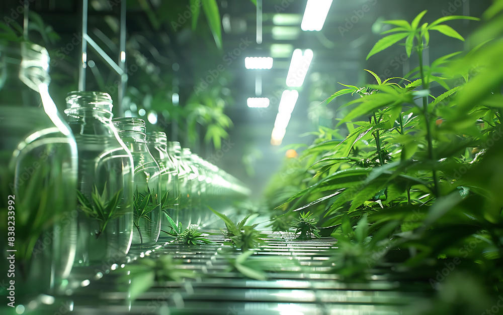 Aufkleber realistic photo focusing on the automated system for extracting cannabinoids from cannabis plants