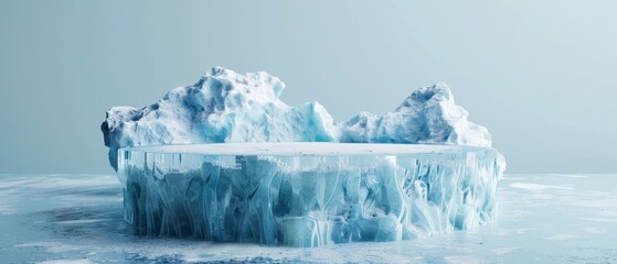an empty ice podium or pedestal for display mockup or products presentation 